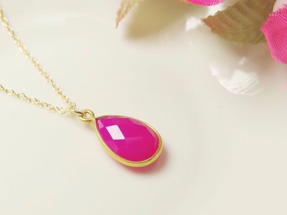 *銷售*珠寶紫紅色粉紅玉髓AAA☆項鍊（銀925製造·K18完成） 第5張的照片