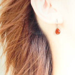 * P102 *珠寶紅玉髓AAA（對形狀）☆耳環 第4張的照片