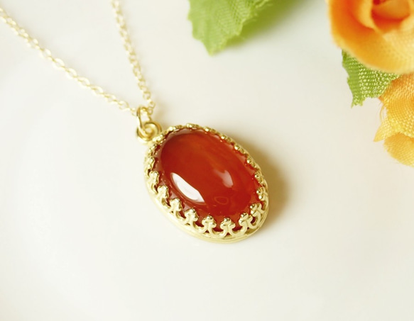 N11*高品質カーネリアンAAA☆王冠ネックレス（大） ネックレス 