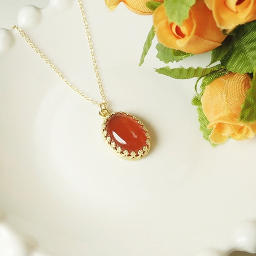 N11*高品質カーネリアンAAA☆王冠ネックレス（大） ネックレス  