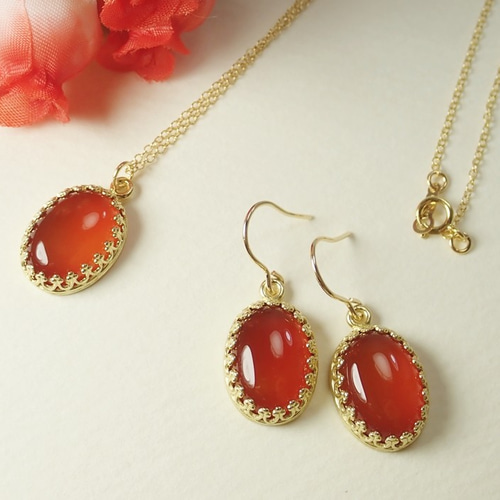 N11*高品質カーネリアンAAA☆王冠ネックレス（大） ネックレス 