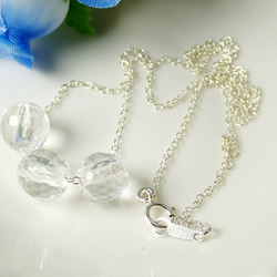 銀925 * N12-1 *珠寶水晶（水晶·128面切）AAA☆3粒項鍊 第2張的照片