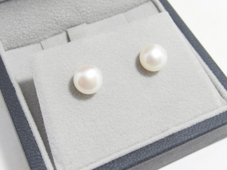 P19*高品質淡水パール（ボタン8mm）☆スタッドピアス ピアス