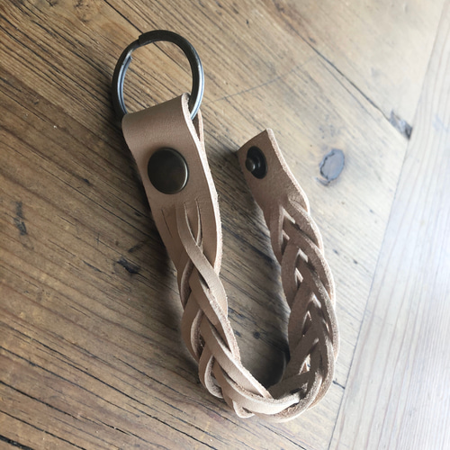 レザーマジック編み キーホルダー＊ナチュラル(送料込