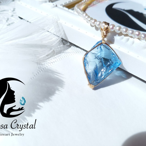 【最終お値下げ中】アンダラレムリアンクリスタル　ペンダントトップ　ベビーブルー 最終お値下げ中】アンダラレムリアンクリスタル ペンダント