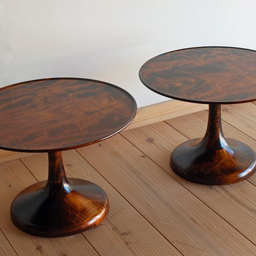 蒔絵高台　高杯 黒塗唐草蒔絵高杯 / Black-lacquered Round Plate with Leg