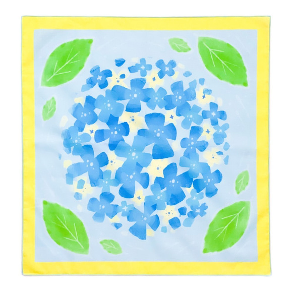 紫陽花の大判ハンカチ（青） 2枚目の画像