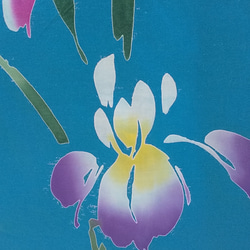 フレンチブラウス　ゆかたち  綿  ブルー地に花柄 4枚目の画像