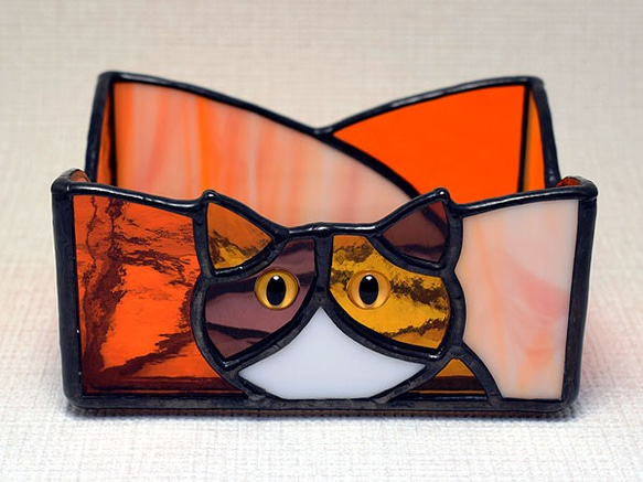 ステンドグラス・猫ポケットティッシュケース(Ｂタイプ) 622 1枚目の画像