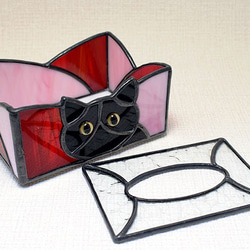 ステンドグラス・猫ポケットティッシュケース(Ｂタイプ) 621 3枚目の画像