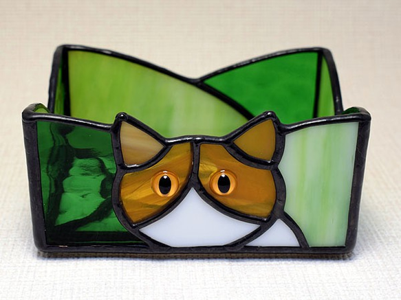 ステンドグラス・猫ポケットティッシュケース(Ｂタイプ) 620 1枚目の画像
