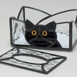 ステンドグラス・猫ポケットティッシュケース(Ｂタイプ) 520 1枚目の画像