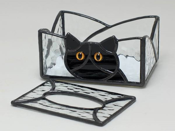ステンドグラス・猫ポケットティッシュケース(Ｂタイプ) 520 1枚目の画像