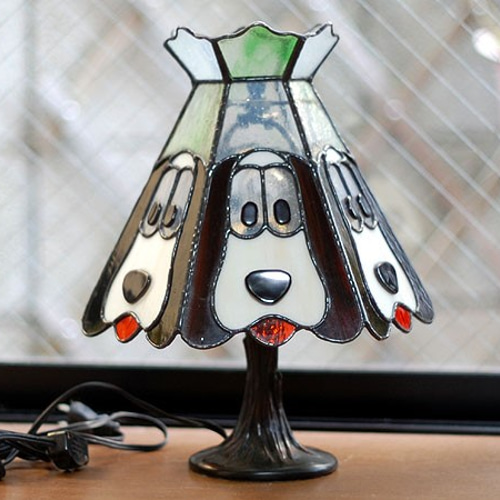 ステンドグラス・いぬランプ 93 スタンドライト・テーブルランプ あと