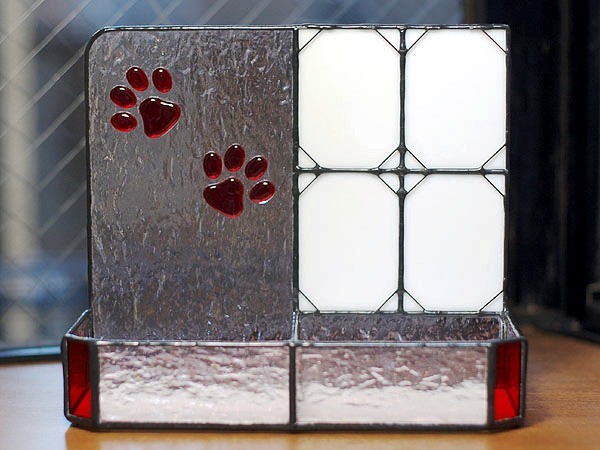 ステンドグラス・ペットのお仏壇メモリアルトレイ(赤) 466