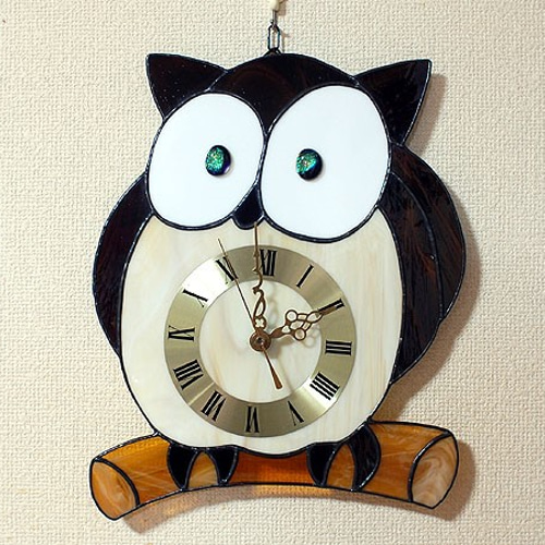1980's ハンドメイド・手芸 ヴィンテージ フクロウ型木製掛け時計