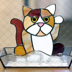 ステンドグラス・まねき猫トレー(大) 576 1枚目の画像