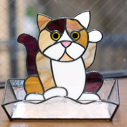 ステンドグラス・まねき猫トレー(大) 576 3枚目の画像