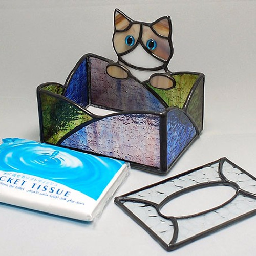 ステンドグラス・猫ポケットティッシュケース(Aタイプ) 582
