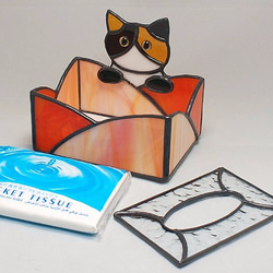 ステンドグラス・猫ポケットティッシュケース(Ａタイプ) 583 1枚目の画像