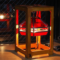 ステンドグラス・木枠の6面ランプ(赤) 610 9枚目の画像