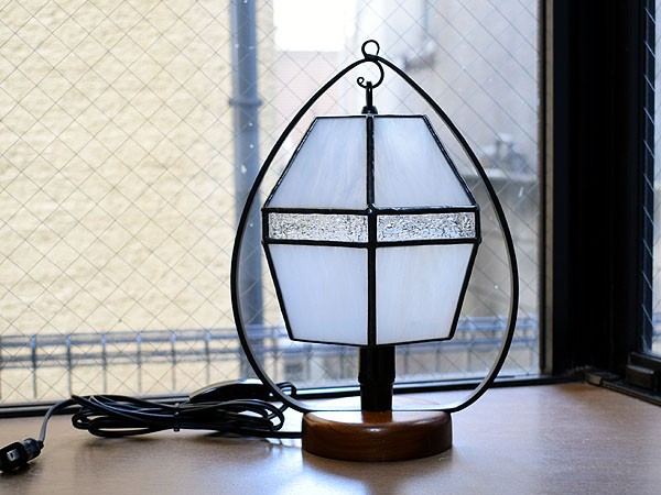 ステンドグラス・白濁りタル型ランプ 301