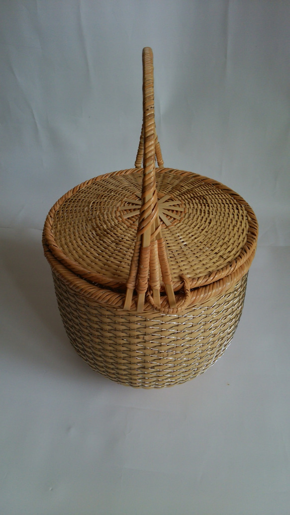 竹 竹工芸 竹編み かごバッグ ジェーンバーキン風 3枚目の画像