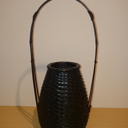 竹 竹工芸 竹編み 長手付き 山路編み籠花入 一輪挿し・花瓶・花器
