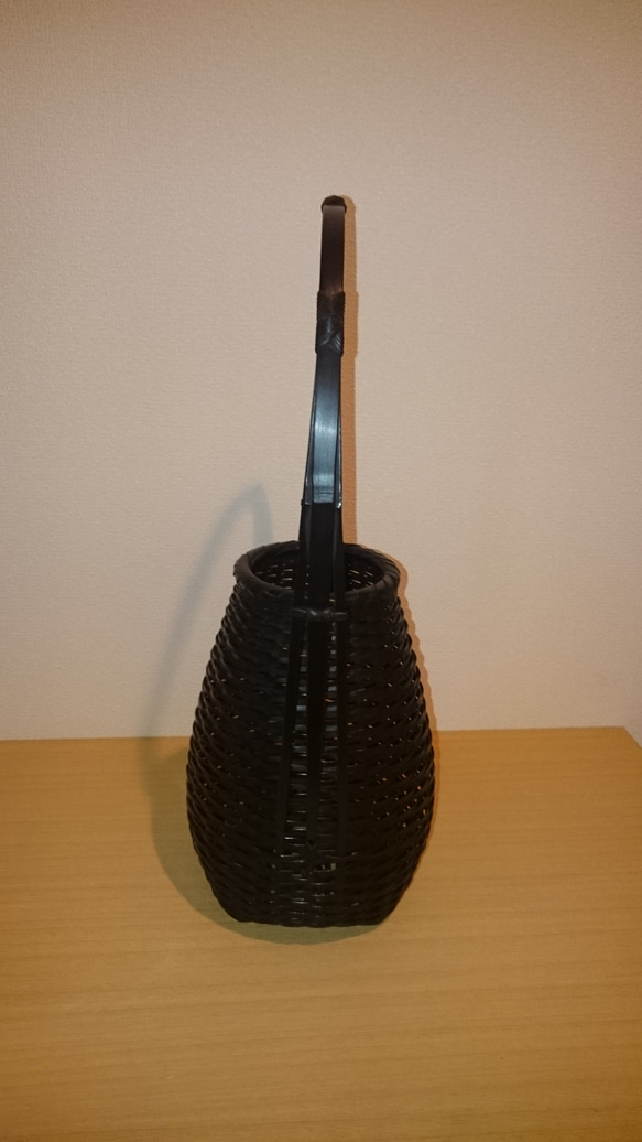 竹 竹工芸 竹編み 長手付き 山路編み籠花入 