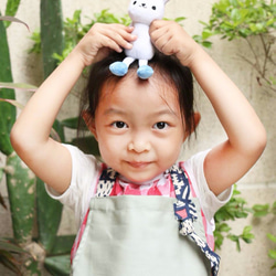 親子款撞色口袋工作圍裙 - 綠 第4張的照片