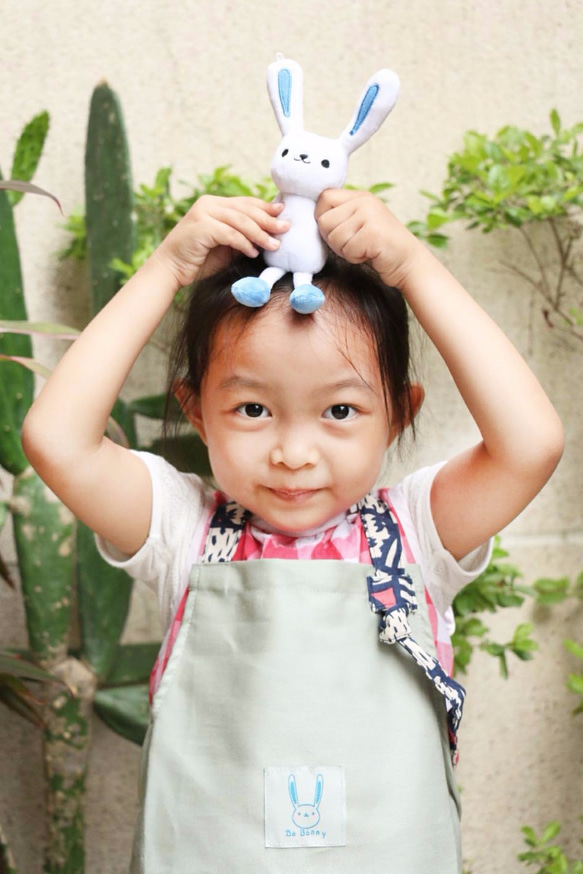 親子款撞色口袋工作圍裙 - 綠 第4張的照片