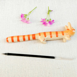 棕色虎斑貓原子筆，附筆芯，陶瓷貓 第5張的照片