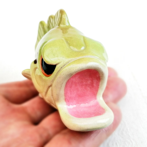 Black Bass Penrest Pottery Fish Angler 定制禮物 第3張的照片