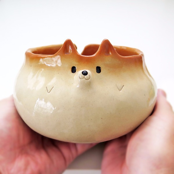 ふっくら柴わん毛糸ボウル　Shiba Inu yarn bowl 2枚目の画像