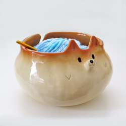 ふっくら柴わん毛糸ボウル　Shiba Inu yarn bowl 5枚目の画像