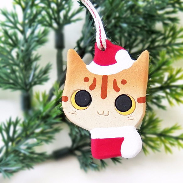 咖啡虎斑貓耶誕老公公１・聖誕樹掛飾 第1張的照片
