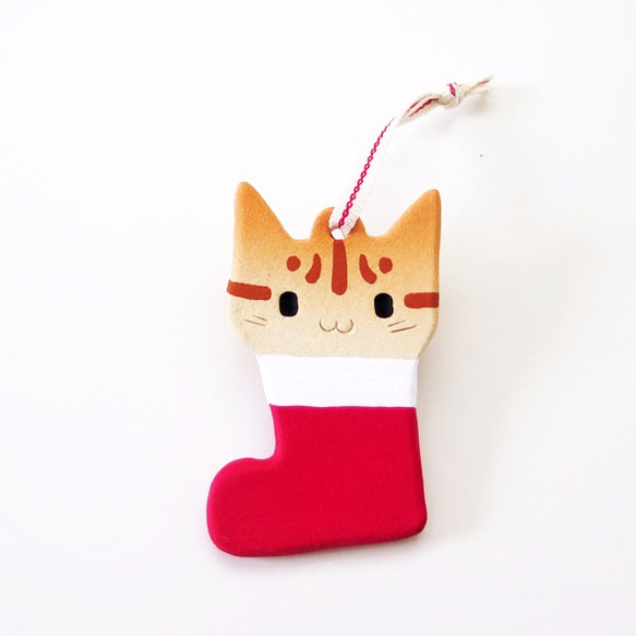 聖誕襪咖啡虎斑貓２・聖誕樹掛飾 第3張的照片