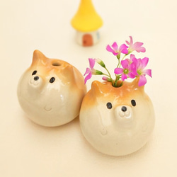 Shiba Inu 單一花瓶 Shiba 球和花 第5張的照片