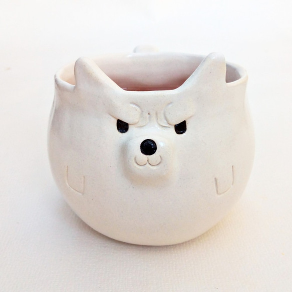 白狼マグカップ　オオカミ陶器 1枚目の画像