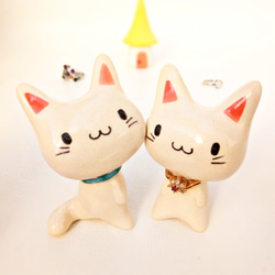 白色貓咪戒指架 Cat pottery 送禮佳品！ 第5張的照片