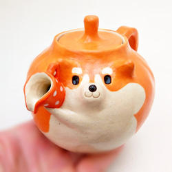 橙色柴犬茶壺小柴犬陶器 第1張的照片