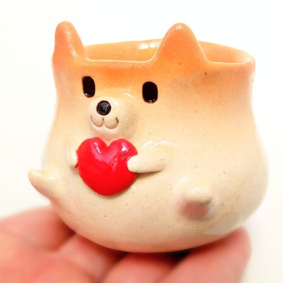 Shiba Inu和Heart Demitas小咖啡杯 第2張的照片