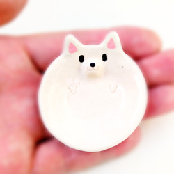 小型白色 Shiba Inu Mamezara 陶器狗 第4張的照片