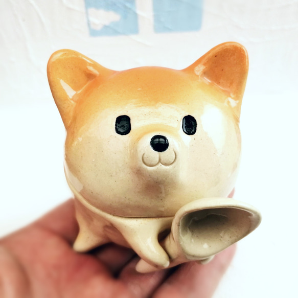 柴犬のシュガーポット　＊少しわけあり作品　陶器のわんこ 3枚目の画像