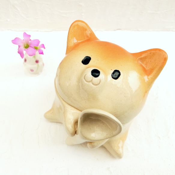 柴犬のシュガーポット　＊少しわけあり作品　陶器のわんこ 6枚目の画像