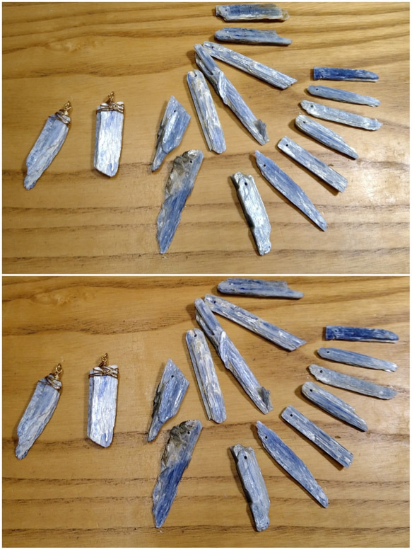 單純而簡練-藍晶石原礦xBrass/S925/14KGF.金屬線纏絲吊墜(可優惠加購鍊子) 第8張的照片