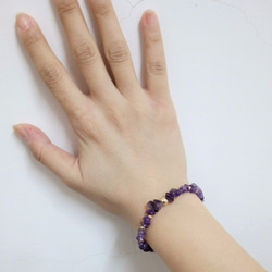 串鍊-隨形紫水晶×包金珠.鋼絲線包金扣手鍊(成人款) 第10張的照片