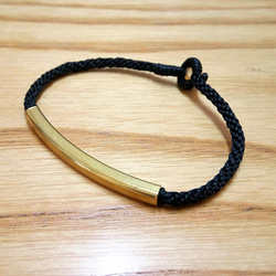 單純而簡練-黃銅方形彎管x8股線.泰國蠟線盤編珠扣手環 第1張的照片
