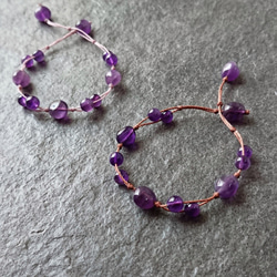 復古有新意-深淺紫水晶大小隨形/圓珠.南美蠟線雙連結珠扣手鍊 第1張的照片