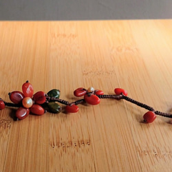 レトロで革新的-[枝桠]。南赤瑪瑙×海瑪瑙×真珠。南米ワックスコードバックルアイビーズバックルブレスレット 10枚目の画像